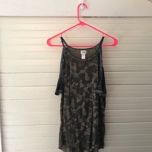 Daytrip Camo Cold Shoulder Shirt